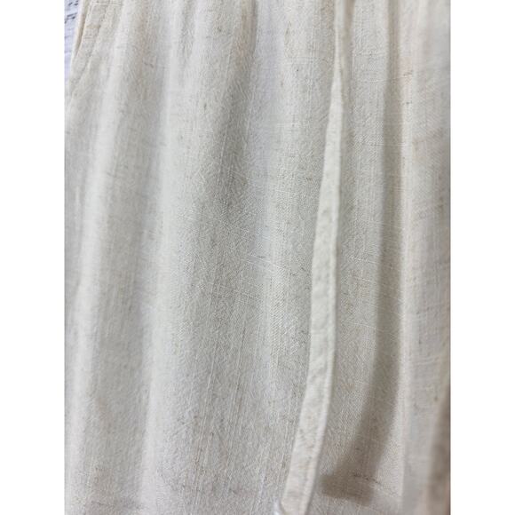 Stradivarius Flowy Cream-colored linen blend pants women's size M - Picture 2 of 8